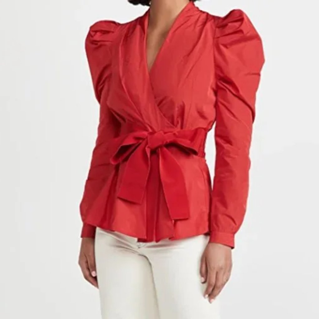 Silvia Tcherassi Womens M Red Agnes Blouse Valentines Day Wrap Belted Formal
